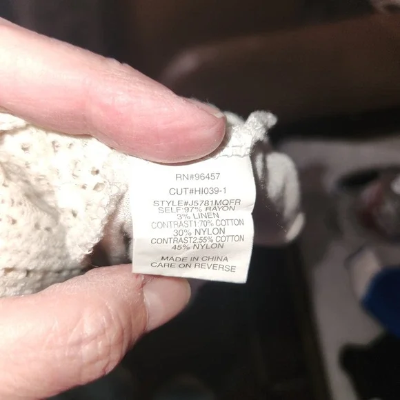 Eyeshadows Cream Lace Crochet Tank‎ Top Tunic Blouse Women's Size L - Picture 3 of 6